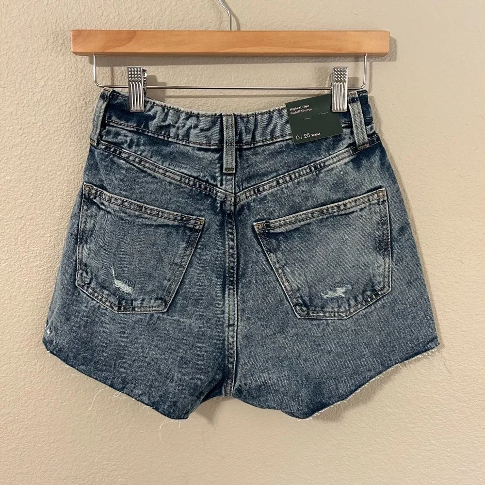 Women's Wild Fable Medium Wash Distressed Highest Rise Cutoff Jean Shorts
